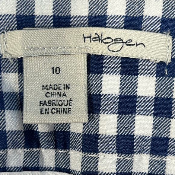 Halogen Cropped Ankle Pants Sz 10 Blue Check Gingham Picnic Euro Summer Classic - Picture 6 of 11